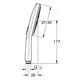 Grohe Handbrause mit einer schmalen, ergonomischen Form und verschiedenen Strahlarten, abgebildet in einer Seitenansicht. Maße und Details sind deutlich dargestellt.