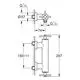 GROHE 2-Griff-Brausebatterie mit Wandmontage, ausgestattet mit Kreuzgriffen, abgebildet in hartem Graphit. Maße und Details sind im technischen Schema dargestellt.