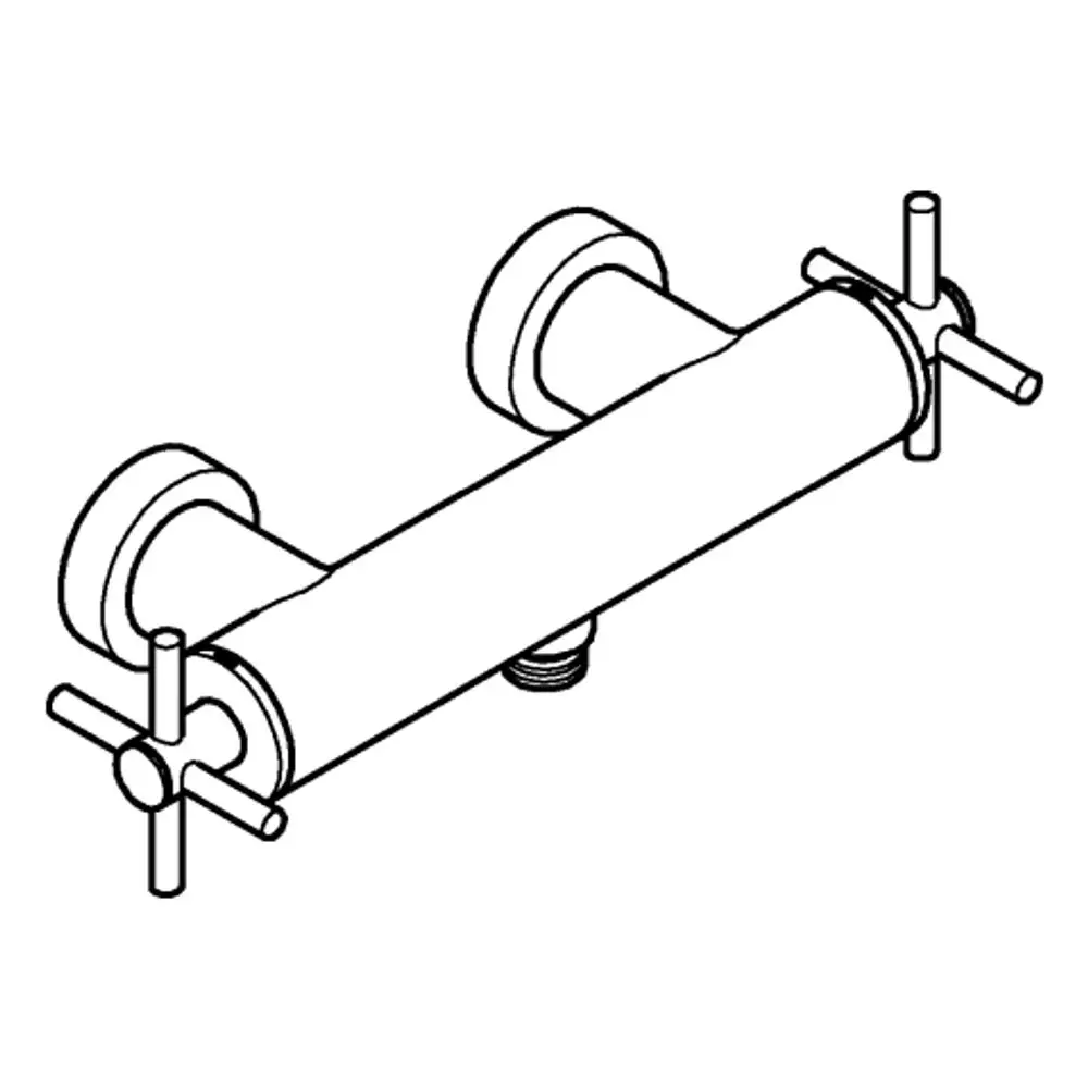 Grohe Wandmontage-Brausebatterie mit zwei Kreuzgriffen. Design in hard graphite, geeignet für die Installation an der Wand.