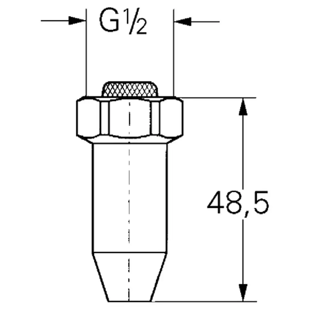 GROHE Entleerungsventil in Chrom, mit G½-Anschluss, konisch zulaufendem Ventilkörper und genoppter Oberfläche für besseren Halt.