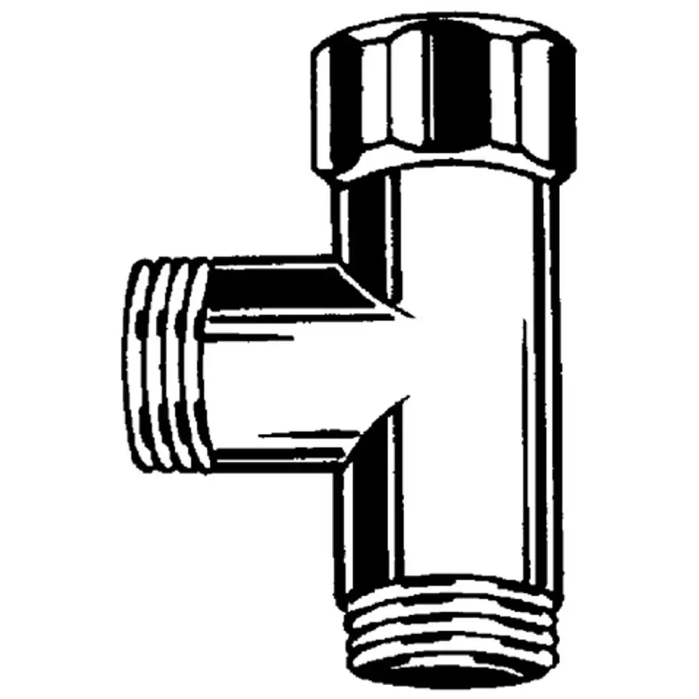 Grohe T-Stück aus verchromtem Material mit drei Anschlussmöglichkeiten, zwei eingehenden und einem ausgehenden Gewinde, für die Verbindung von Rohrleitungen.