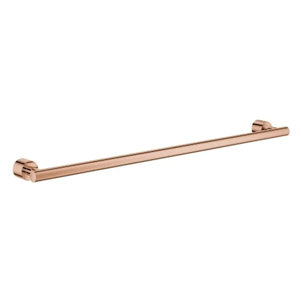 Grohe Badetuchhalter in kupferner Ausführung, montiert an zwei runden Halterungen, mit geradem Design. Ideal für Badezimmeranwendungen.