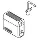 Angezeigtes Produkt von Grohe, bestehend aus einem kompakten, weißen Gerät mit Lüftungsschlitzen und einem Wasserhahn mit ergonomischem Design.