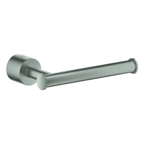GROHE WC-Papierhalter in Supersteel-Finish, mit einer runden Halterung und einem schlichten, geraden Halter für Toilettenpapier.