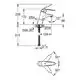 Grohe Armatur mit glattem Körper, montiert mit einer Höhe von etwa 226 mm und einem Drehradius von 50 Grad für die Steuerung des Wasserflusses.