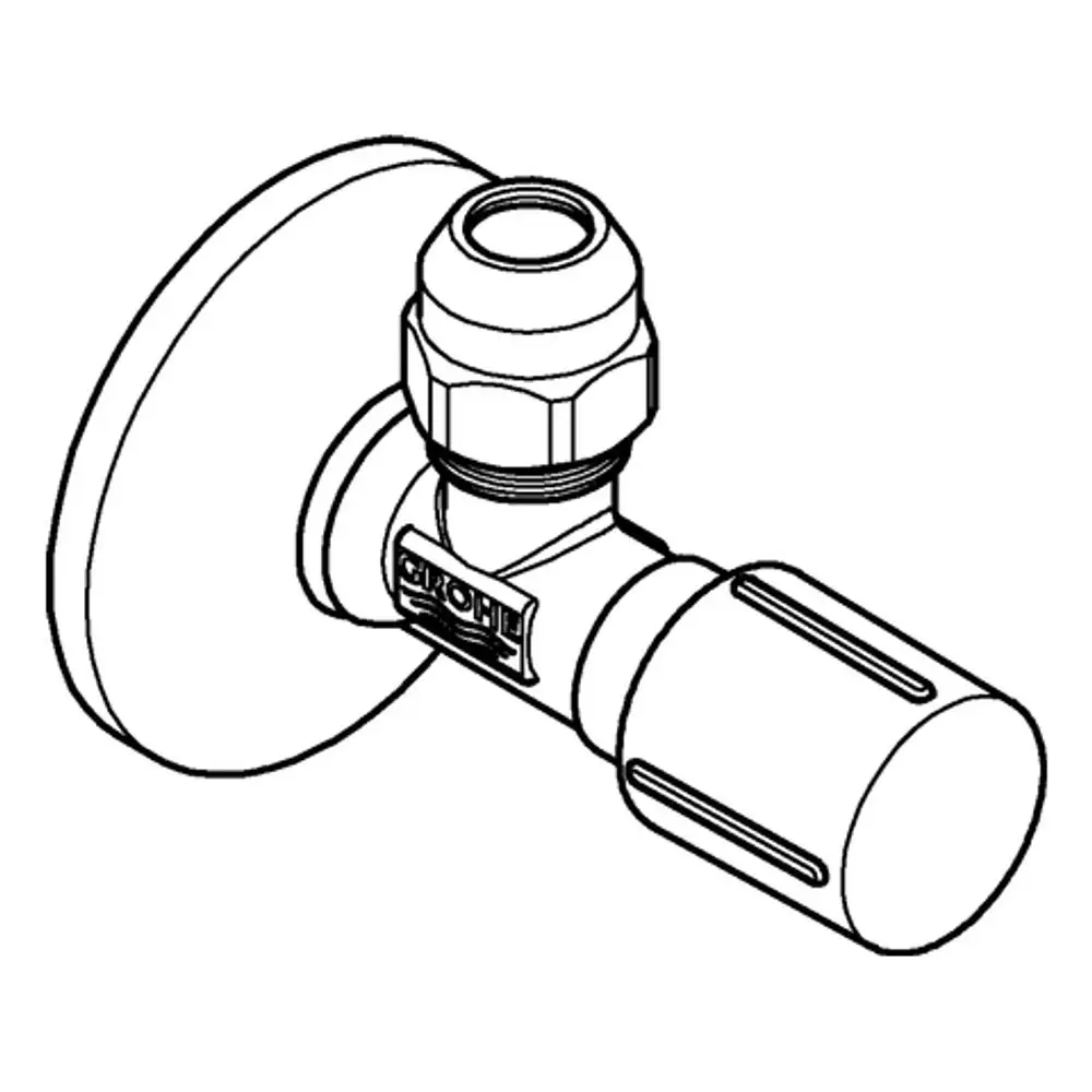GROHE Eckventil mit Metallrosette und Quetschverbindung, in chrom, zur Verwendung in Installationen zur Wasserregulierung.