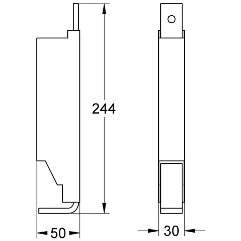 Technisches Zeichnungsdiagramm eines Grohe Produkts mit Maßen. Die Darstellung zeigt eine Seitenansicht mit Höhen- und Breitenangaben, geeignet für Sanitärinstallationen.