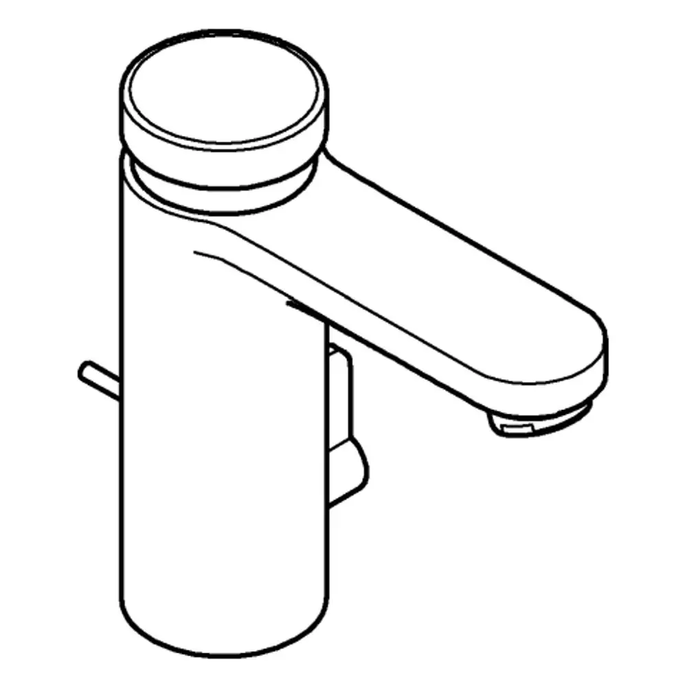 Wasserhahn mit einem Einhebel-Design von Grohe, ausgestattet mit einem Mischbatterie-Auslauf und seitlichem Hebel zur Bedienung.