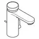 Wasserhahn mit einem Einhebel-Design von Grohe, ausgestattet mit einem Mischbatterie-Auslauf und seitlichem Hebel zur Bedienung.