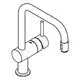 Grohe Küchenarmatur mit U-förmigem Auslauf und einem wasserabsplittenden Edelstahl-Mousseur. Das Design ist schlicht und funktional.
