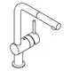GROHE Armatur mit einem hohen Auslauf und einem schlanken, gebogenen Design. Die Spülbrause ist integriert und bietet eine praktische Nutzung für Spülen und Abläufe.