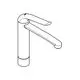 Grohe Wasserhahn mit langem Hebel und mittelhohem Design, montiert auf einer runden Basis. Die Oberfläche ist in Chrom ausgeführt.