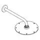 Grohe Duscharm mit rundem Wandflansch und langem, gebogenem Rohr zur Befestigung einer Kopfbrause. Das Produkt hat eine flache, runde Basis mit mehreren Schraubenlöchern.