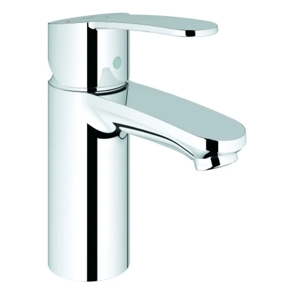 GROHE Waschtischarmatur mit glänzender, chromfarbener Oberfläche und einem einfachen Hebel zur Temperatur- und Strahlregulierung.