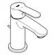 Grohe Wasserhahn mit mittlerem Hebel und runder Basis, in chrom, für den Einsatz in Badezimmer oder Küche, zum Regulieren von Wasserfluss und -temperatur.
