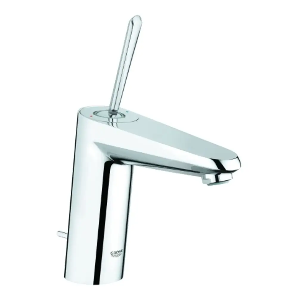Chromfarbener Wasserhahn von Grohe mit langem, schwenkbarem Joystickgriff und Auslauf. Die Oberflächen sind glänzend und klar strukturiert.