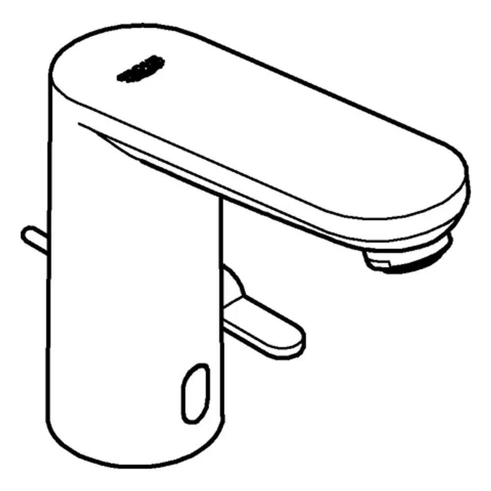 Grohe Armatur mit einem flachen, ovalen Auslauf und einem seitlichen Hebel, ausgestattet für ein elektronisches Wassersystem.