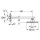 GROHE Duscharm mit einer Länge von 286 mm, verbunden mit einer Kopfbrause. Der Anschluss ist in der Wand integriert und zeigt eine quadratische Form.