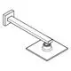 Wandmontiertes Grohe Brausearm-Set, rechteckiges Design, mit Anschlussstück und quadratischer Wandplatte, für Badezimmerbrause installiert.
