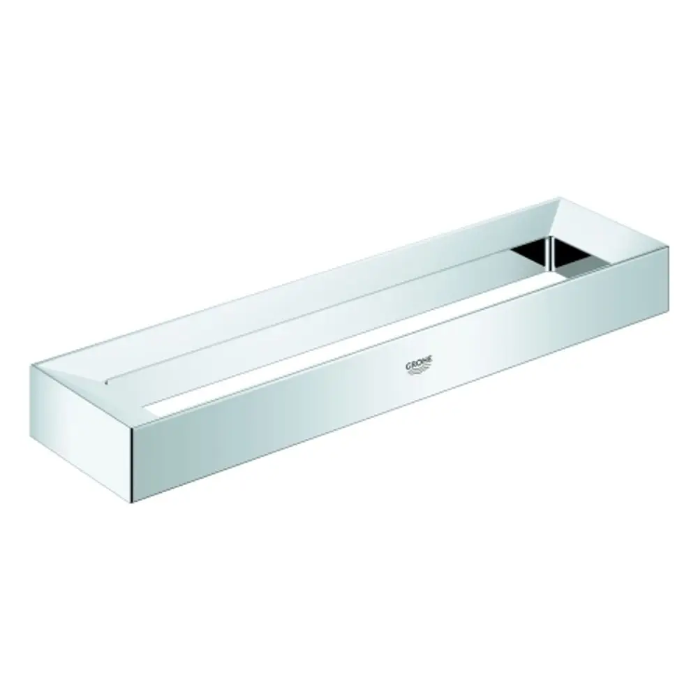 Grohe Handtuchring in rechteckiger Form aus Metall mit glänzender, chromfarbener Oberfläche, montiert für die Wand.