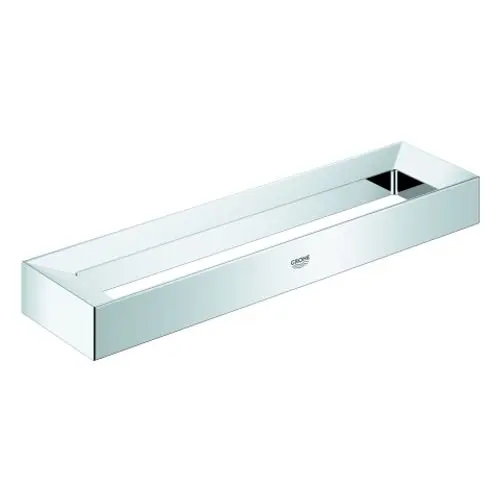 Grohe Handtuchring in rechteckiger Form aus Metall mit glänzender, chromfarbener Oberfläche, montiert für die Wand.