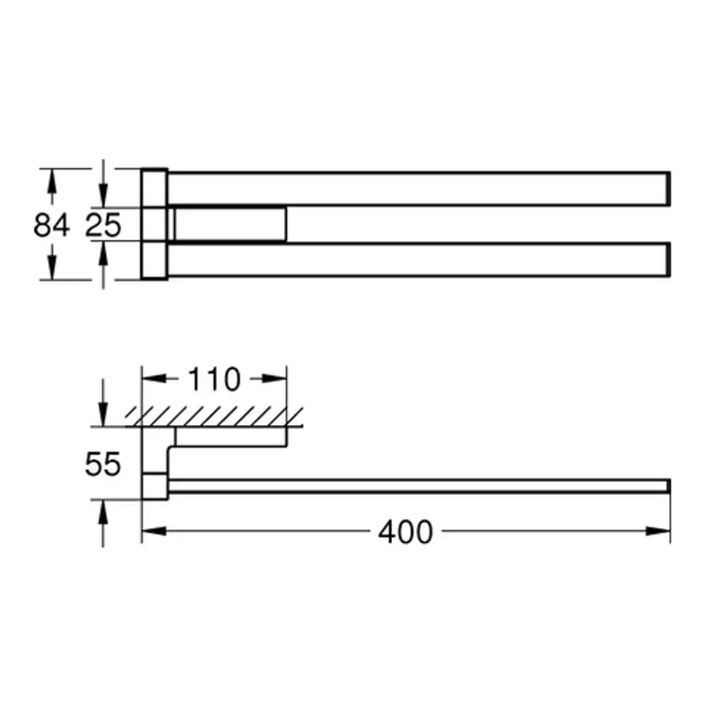 GROHE Doppel-Handtuchhalter aus Metall, zweiarmig, mit klaren Linien und stabiler Konstruktion, zur Wandmontage geeignet.