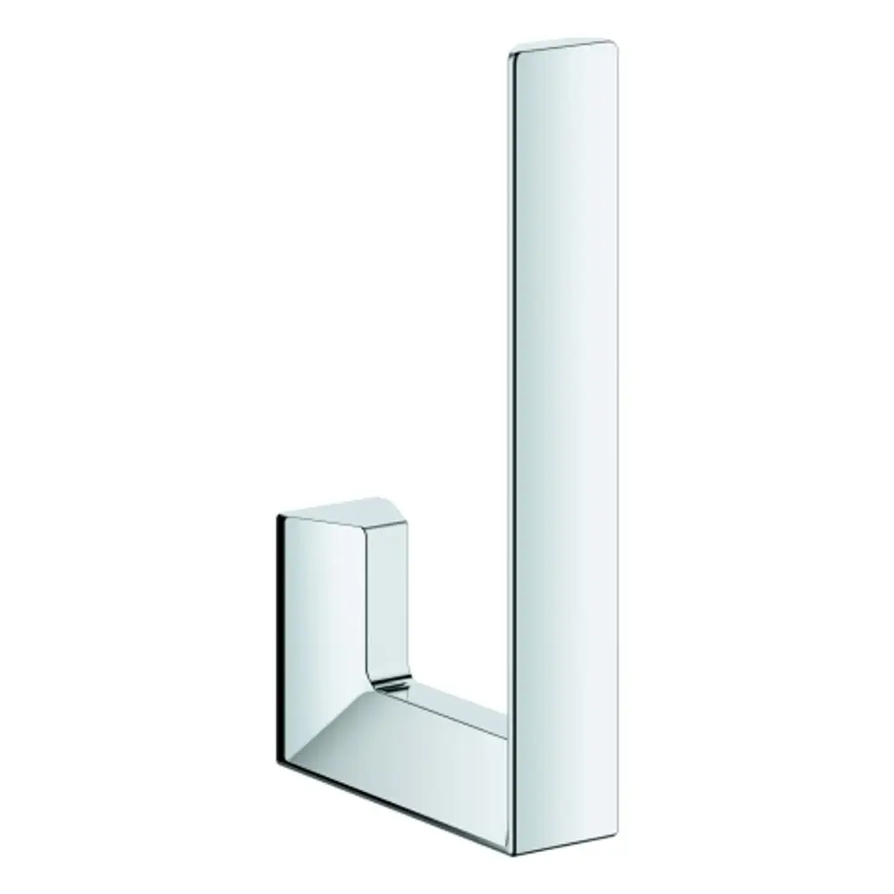 Wandmontierter Papierhalter aus Metall mit quadratischem Design in verchromter Oberfläche von Grohe. Ideal für die Anbringung in Badezimmern oder Toiletten.