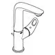 Wasserhahn von Grohe mit gerader Armatur und Hebel zur Steuerung, ausgestattet mit einem Zugstangen-Ablaufmechanismus in einem schlichten Design.