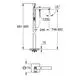 Diagramm einer GROHE Armatur mit Bodenmontage. Abmessungen und Montagepunkte sind skizziert, einschließlich Winkel und Höhenverstellung.
