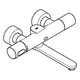 GROHE Armatur mit zwei Bedienelementen und schwenkbarem Auslauf. Das Produkt zeigt eine moderne, funktionale Ausführung in chromfarbener Optik.
