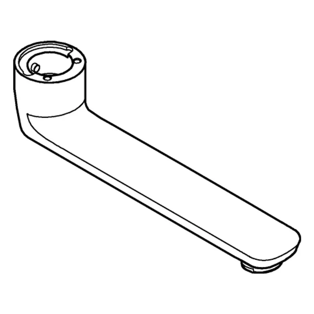 Grohe Gussauslauf mit einem langen, geraden Auslauf und einer runden Montageöffnung an einem Ende. Das Design ist schlicht und funktional.