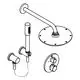 Duschsystem mit rundem Kopfteil und zwei Bedienelementen. Anbieter ist Grohe. Das System besteht aus einer Wandmontage und einem Brauseschlauch.