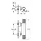 Diagramm einer Grohe-Brausebatterie mit Maßen für Wandmontage. Zeichnung zeigt die Anordnung der Anschlüsse und die Montagepunkte.