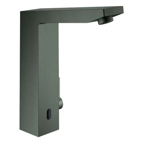 GROHE Armatur in gebürstetem Graphit, mit einem klaren, funktionalen Design und Bedienfeld an der Seite für eine elektronische Steuerung. Ideal für moderne Badezimmer.