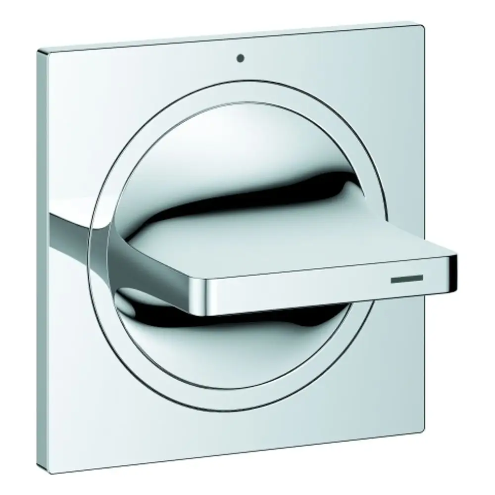GROHE Oberbau-Ventil in Chromoptik mit horizontalem Hebelgriff vor einer glatten Wand. Schlichtes Design ohne sichtbare Baukörper.