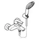 Grohe Wandarmatur mit separatem Handheld-Duschkopf. Die Armatur verfügt über einen Hebel zur Temperatureinstellung und ist für die Wandmontage konzipiert.