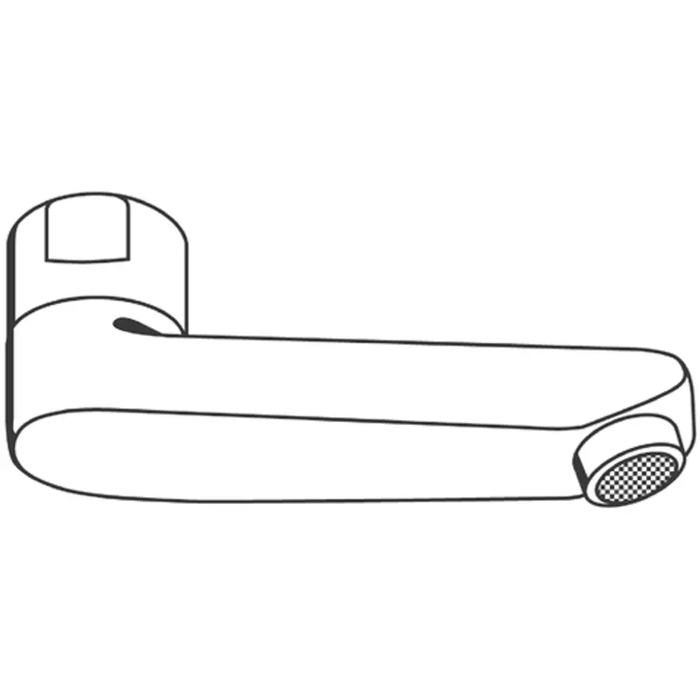 Grohe Gussauslauf mit gebogenem Auslauf und einem Netzabscheider am Wasserauslass, in schlichter Formgebung.