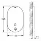 Weißes GROHE-Brausepaneel mit abgerundeter Form, mittig angeordneter Taste und einem Ausschnitt. Seitenansicht zeigt flaches Design mit einer Tiefe von 11 mm.