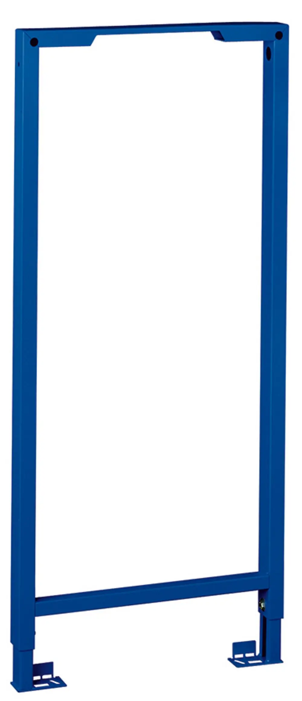 Blaues, starkes Wandmontageelement von Grohe, geeignet zum Befestigen von Sanitärsystemen. Es hat eine rechteckige Rahmenstruktur und sichere Standfüße.