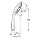 Handbrause von Grohe mit ergonomischem Design, ovalem Kopf und verschiedenen Strahlarten. Maße und Anschlussdetails nicht sichtbar.