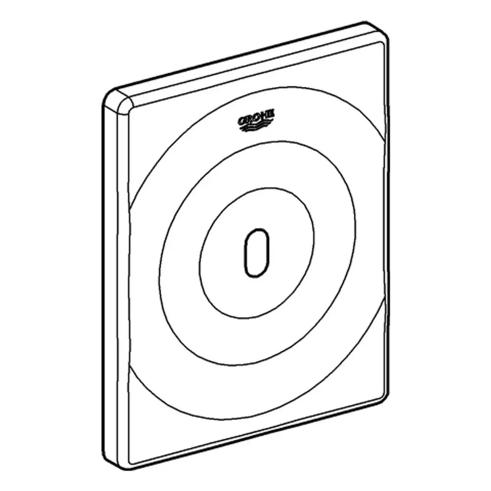 Grohe Urinal-IR-Elektronik mit rechteckiger Form und kreisförmigen Designelementen, geeignet für Wandmontage, in chromfarbener Ausführung.