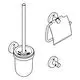 Wandmontiertes WC-Set von Grohe, bestehend aus einer Toilettenbürste mit Halterung, einer Papierrolle mit Halter und einem zusätzlichen Wandhaken.