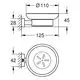 Grohe Seifenschale mit Halter in runder Form, gezeigt in Draufsicht und Seitenansicht. Maße und Details sind schematisch dargestellt.
