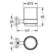 Grohe Halter für Glas, mit quadratischer Form. Maße und Ausrichtung sind skizzenhaft dargestellt, inklusive Durchmesser und Tiefenangaben.