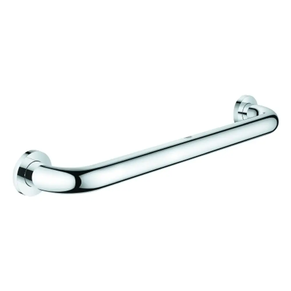 GROHE Badezimmergriff aus Metall in chromfarbener Ausführung, montiert an zwei Wandbefestigungen, ideal für mehr Halt in Nassbereichen.