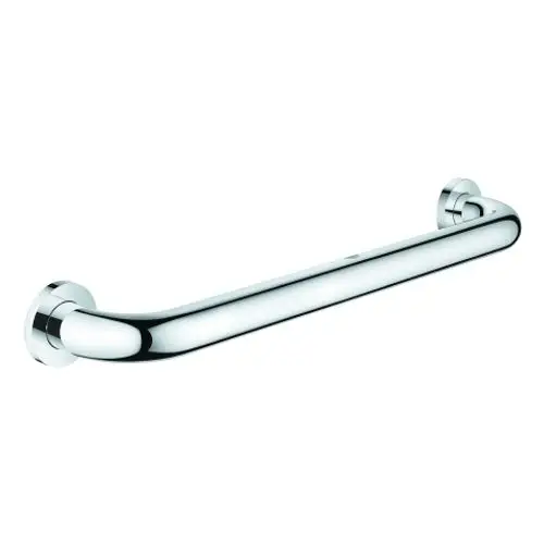 GROHE Badezimmergriff aus Metall in chromfarbener Ausführung, montiert an zwei Wandbefestigungen, ideal für mehr Halt in Nassbereichen.
