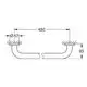 Grohe Metallgriff mit geschwungener Form, zwei Halterungen. Sichtbare Maße: 450 mm Breite und 93 mm Höhe. Oberflächenstruktur erkennbar.