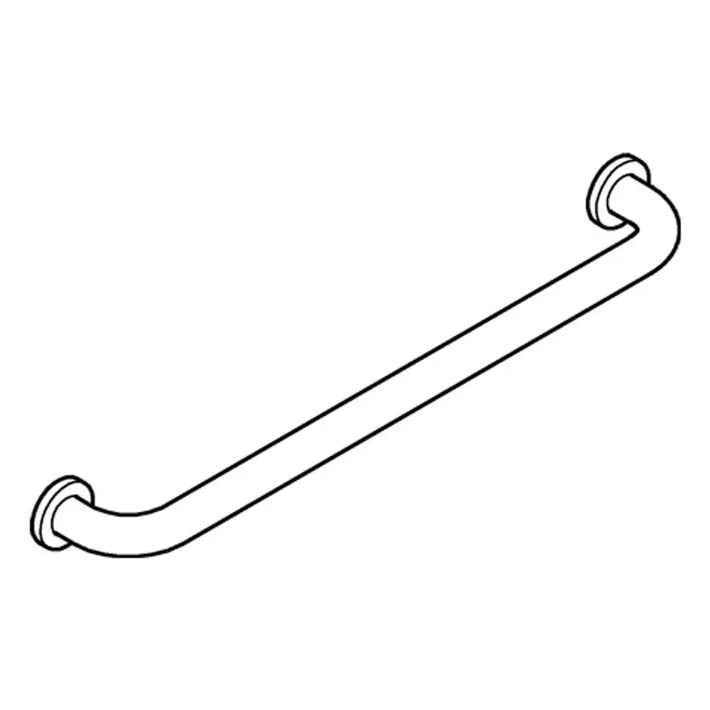 Wannen griff aus verchromtem Metall, montiert zwischen zwei runden Wandhaltern. Das Design ist schlicht und funktional, passend für moderne Badezimmer von Grohe.