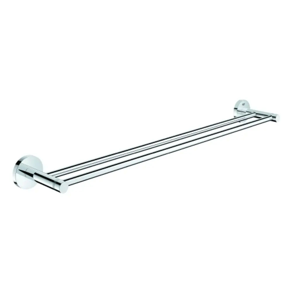 Grohe Doppel-Badetuchhalter aus Metall in chromfarbenem Finish, bestehend aus zwei parallel verlaufenden Stangen, montiert an runden Wandhaltern.