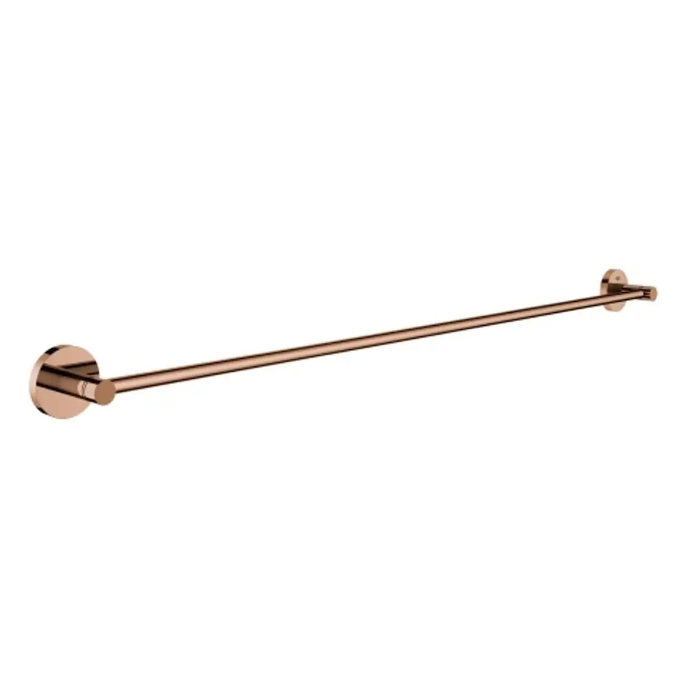 GROHE Badetuchhalter in warmem Metallton, bestehend aus einer langen, geraden Stange, die an runden Wandhaltern befestigt ist. Eignet sich zur Aufbewahrung von Handtüchern.